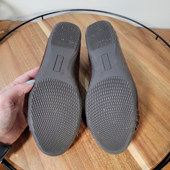 Croft and Barrow Brown Vegan Leather Croc Embossed Ballet Flats Size 8.5 - Picture 12 of 17